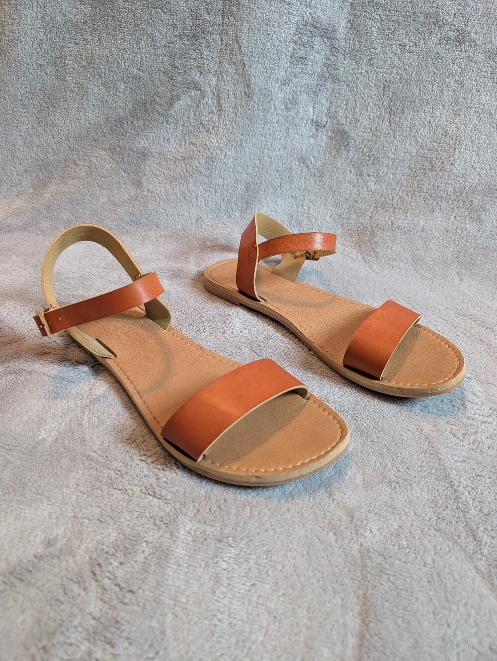 Classic Tan Leather Strap Women's Sandals - Picture 4 of 6